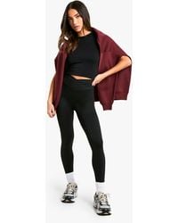 Boohoo - Petite Super Soft Peached V Waistband Legging - Lyst