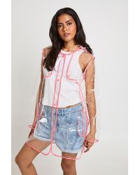 Boohoo - Trim Detail Transparent Festival Mac - Lyst