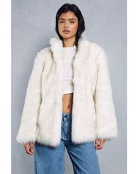 MissPap - Premium Collared Faux Fur Coat - Lyst