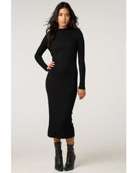 Femme Luxe - Ribbed Knitted Long Sleeve Skinny Maxi Dress - Lyst