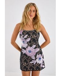 Nasty Gal - Lace Flower Embellished Strappy Mini Dress - Lyst