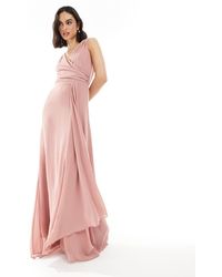 TFNC London - Bridesmaid Chiffon Wrap Front Maxi Dress With Skirt - Lyst