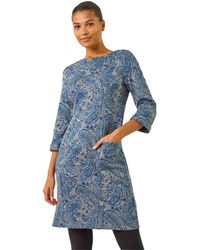 Roman - Paisley Print Pocket Shift Stretch Dress - Lyst