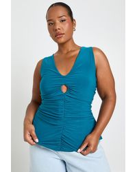 Boohoo - Plus Keyhole Ruched Detail Strappy Top - Lyst