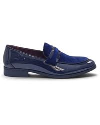 Infinity Leather - Slip-On Fuax Velvet Detailed Patent Loafers - Lyst
