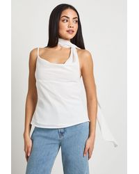 Boohoo - Chiffon Scarf Detail Cowl Corset Top - Lyst
