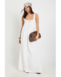 Boohoo - Tie Front Detail Maxi Smock Dress - Lyst