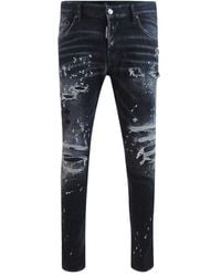 DSquared² - Skater Jean Reinforced Ripped Paint Splatter Wash Jeans Cotton - Lyst