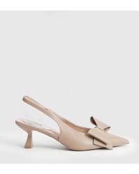 Oasis - Dillie Faux Leather Bow Detail Kitten Heeled Slingback Court Shoes - Lyst