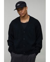 BoohooMAN - Basic Oversized Boxy Soft Touch Knitted Cardigan - Lyst