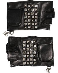 Dolce & Gabbana - Leather Studded Fingerless Hand Mitten Gloves - Lyst