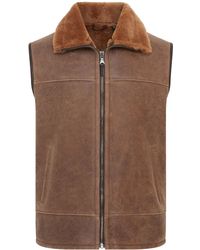 Infinity Leather - Aviator Shearling Bomber Gilet - Lyst