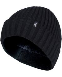 Heat Holders - Ribbed Knit Fleece Lined Insulated Warm Turn Over Cuff Thermal Winter Beanie Hat - Lyst
