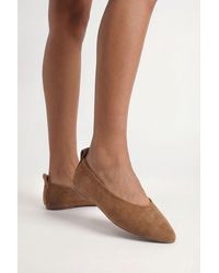 Boohoo - Faux Suede Round Toe Ballet Flats - Lyst