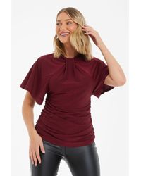 Quiz - Batwing Ruched Top Nylon - Lyst