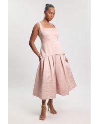 Karen Millen - Plus Size Textured Tailored Twill Full Skirt Midi Dress - Lyst