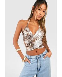Boohoo - Foil Wrap Detail Top - Lyst