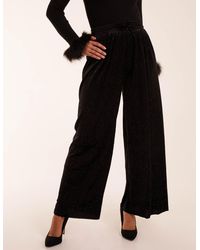 Blue Vanilla - Sparkling Velour Wide Leg Trouser - Lyst
