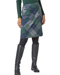 Roman - Check Print Pocket Stretch A Line Skirt - Lyst