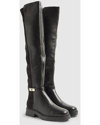 River Island - Over The Knee Riding Boots Flat Pu - Lyst