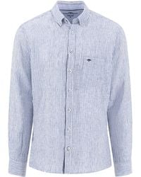 Fynch-Hatton - Long Sleeved Linen Shirt Harbour Stripe Cotton - Lyst