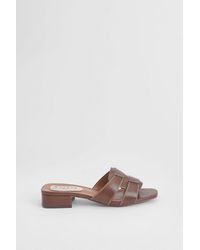 Wallis - Lyla Faux Leather Interwoven Low Block Heeled Mules - Lyst