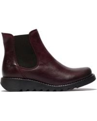 Fly London - Salv Chelsea-Stiefel Aus Leder Für Damen, Rot, Keilabsatz - Lyst