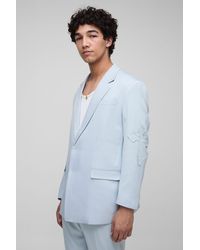 BoohooMAN - Straight Fit Cross Applique Suit Blazer - Lyst