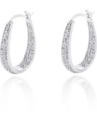 The Jewellery Stockroom - Sterling Double Crystal Oval Hoop Earrings - Lyst
