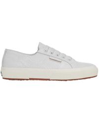 Superga - Ladies 2750 Snake Print Grain Leather Trainers (Optical) - Lyst