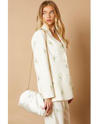 Oasis - Liora Satin Ruched Large Clutch Bag - Lyst