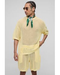 BoohooMAN - Boxy Fit Open Stitch Knitted Shorts Set - Lyst