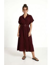 Happiness İstanbul - Belted Poplin Shirt Midi Dress - Lyst