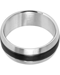The Jewellery Stockroom - Stainless Steel 9Mm Band With Plated Detail Ring - Lyst