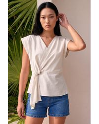 Roman - Drape Front Side Tie Top - Lyst