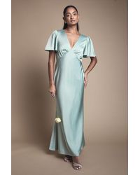 Oasis - Deep V Fluted Sleeve Maxi Bridesmaid Dress - Lyst