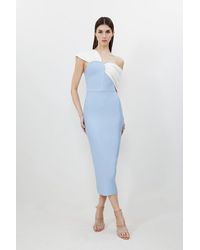 Karen Millen - Figure Form Bandage Asymmetric Strap Knit Midi Dress - Lyst