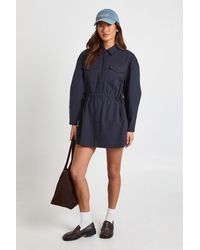 Boohoo - Twill Pocket Detail Button Up Shirt Dress - Lyst