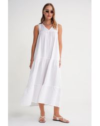 MixRay - Sleeveless V-Neck Muslin Midi Dress With Pockets - Lyst