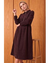 Roman - Corduroy Zip Detail Midi Dress - Lyst