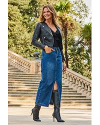 Sosandar - Mid Longline Denim Midi Skirt - Lyst