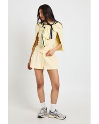 Boohoo - Tall Ribbed Button Through Cap Sleeve Top And Short Tracksuit - Lyst