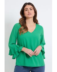 Wallis - Dobby Flute Sleeve Top - Lyst