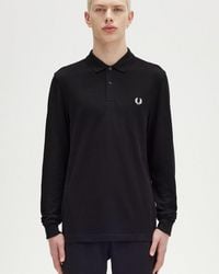 Fred Perry - Long Sleeve Plain Signature Polo Shirt Nos - Lyst