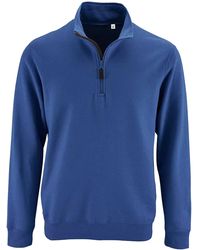 Sol's - Stan Contrast Zip Neck Sweatshirt (Royal) - Lyst