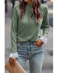 Azura Exchange - Lace Cuff Pullover Sweater - Lyst