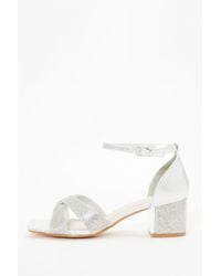 Quiz - Wide Fit Shimmer Diamante Heeled Sandals - Lyst