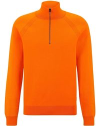 BOSS - Zip Neck Raglan Sleeve Long Sweater - Lyst