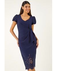 Roman - Laser Cute Hem Tie Waist Dress - Lyst