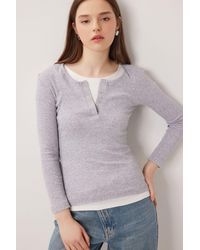 Happiness İstanbul - Slim Fit Ribbed Button-Up Long Sleeve Blouse - Lyst